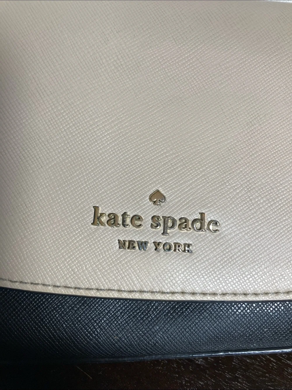 kate spade Two-Tone Black and Beige Stacey Flap Crossbody Bag